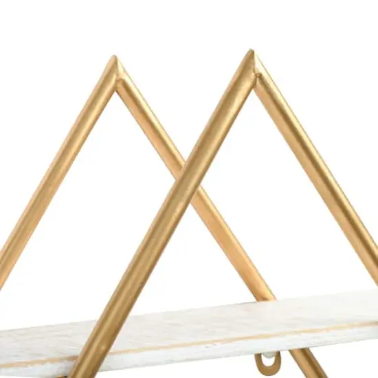 Hello Honey&reg; Wood & Gold Diamond Wall Shelf White {5}