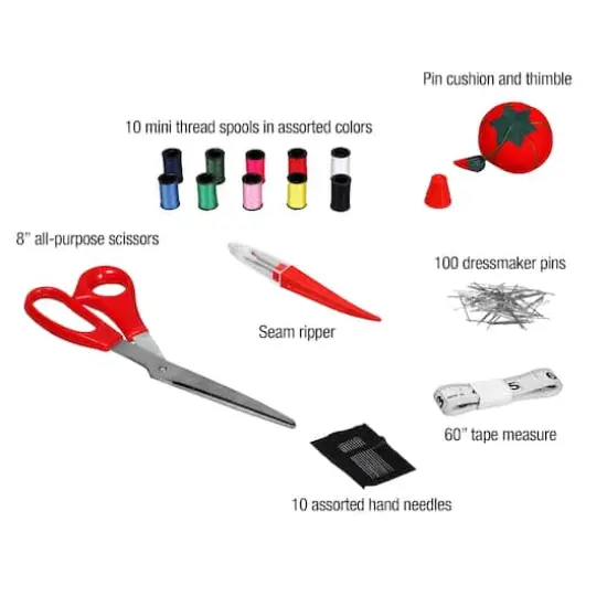 SINGER&reg; Large Blue & White Tie Dye Print Sewing Basket with Sewing Kit {4}