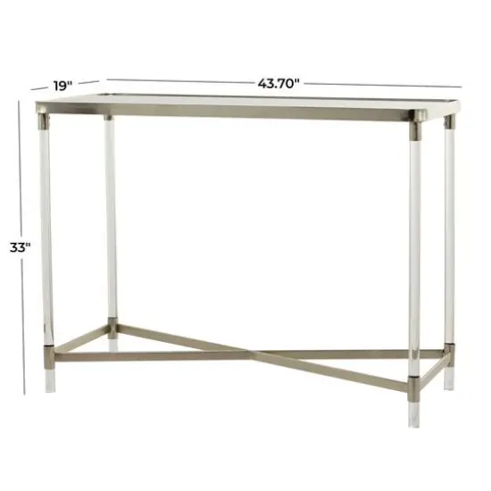 Silver Metal Contemporary Console Table, 44" x 19" x 33" {7}