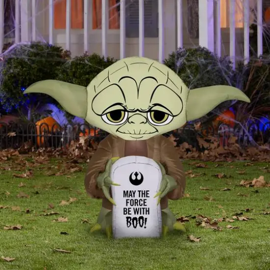 3ft. Airblown&reg; Inflatable Star Wars Stylized Yoda with Tombstone {3}