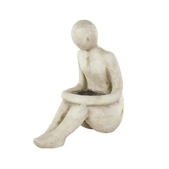 17" Cream Sitting Figure Planter {3}