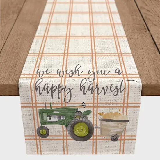 90" Green Tractor Harvest Table Runner  {4}