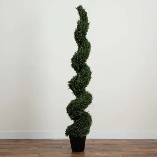 7ft. Potted Artificial Rosemary Spiral Topiary Tree {5}