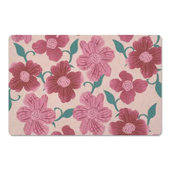 Pink Florals 27" x 18" Floor Mat {1}