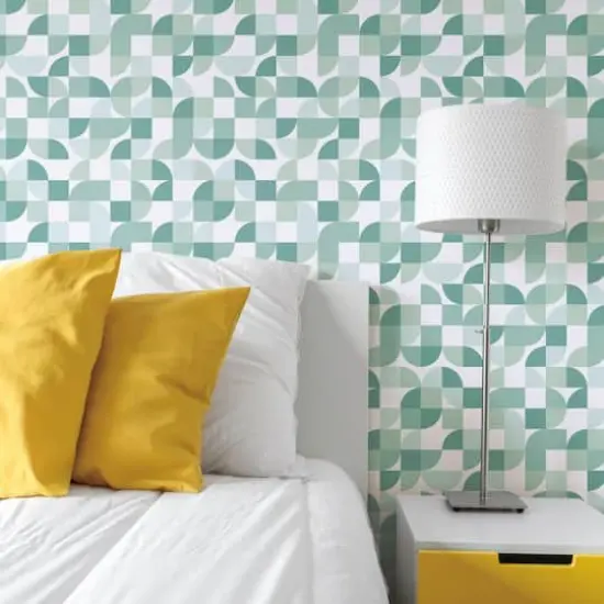 RoomMates Mid-Century Geometric Peel & Stick Wallpaper Green {5}