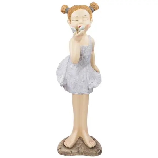 29" Girl with Butterfly Outdoor Garden Statue {6}