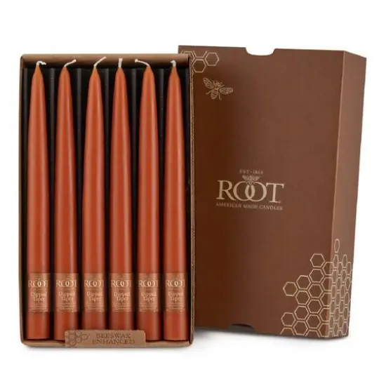 Root Candles 9" Dipped Taper Dinner Candles, 12ct. Rust {2}