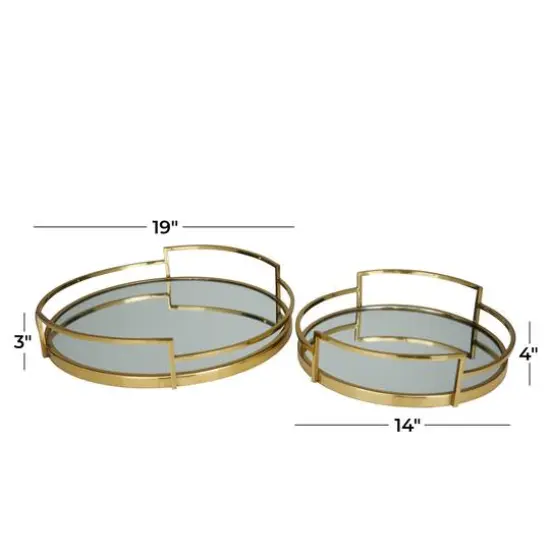 Gold Contemporary Tray, Set of 2" 19", 14" {6}