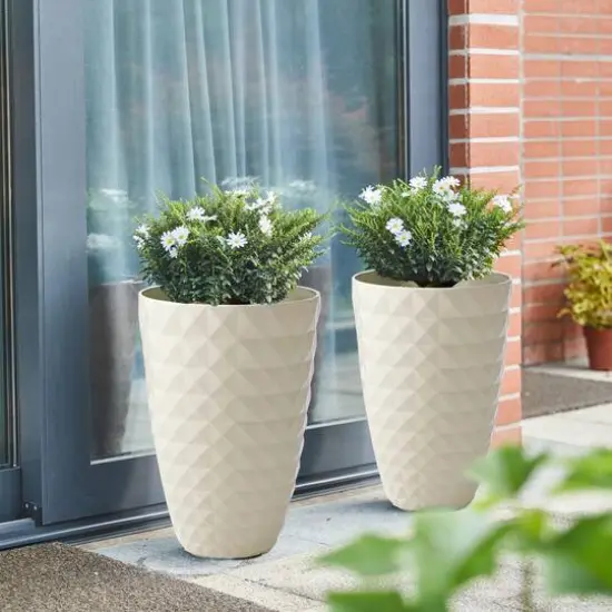 Glitzhome® 19.7" Eco-Friendly Oversized Faux Ceramic Pot Planters, 2ct. White {4}