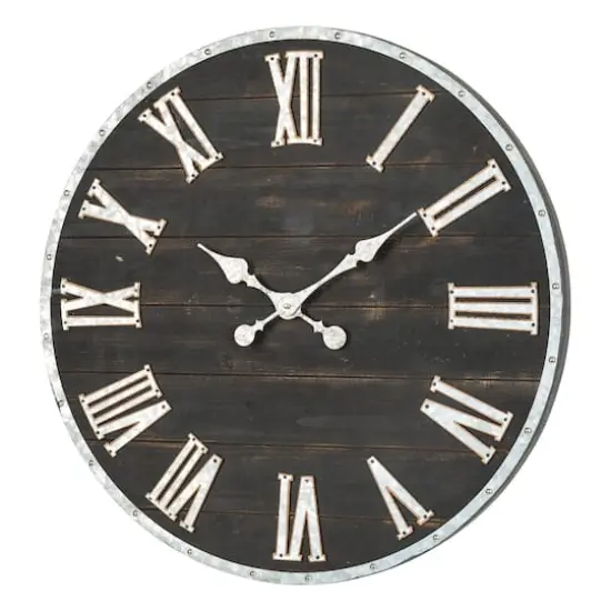Glitzhome® 27.5" Oversized Farmhouse Wooden & Galvanized Wall Clock {4}