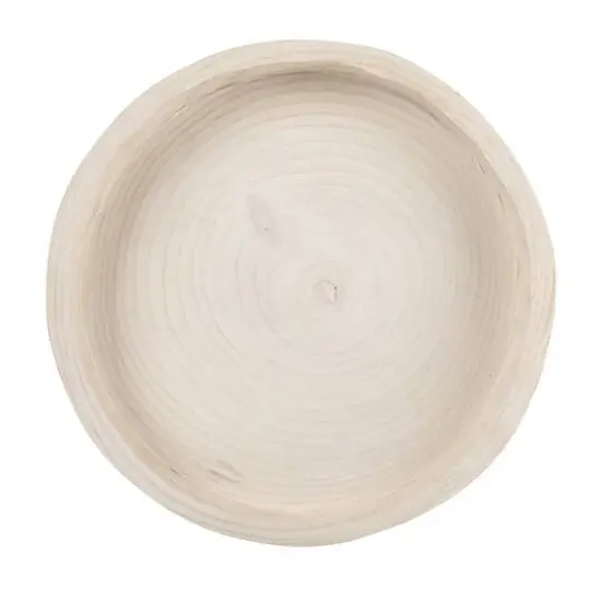 Hello Honey&reg; 17" Whitewashed Round Hand-Carved Decorative Paulownia Wood Tray {6}