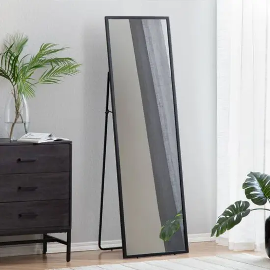 Habitat Carmen 60" Black Rectangular Linear Standing Mirror {3}