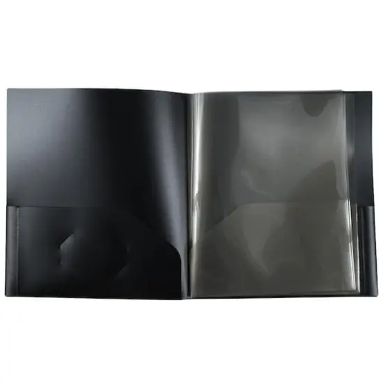 JAM Paper Black Heavy Duty Plastic 10-Pocket Folder, 3ct. {3}