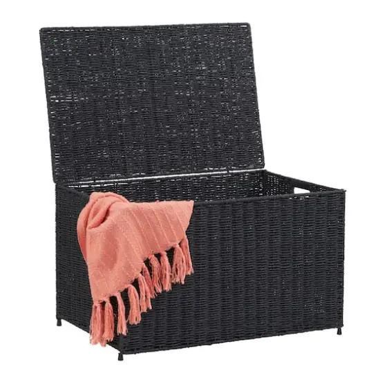 Household Essentials Large Woven Chest Black {4}