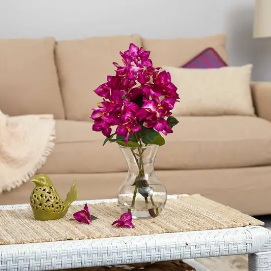 17" Bougainvillea Arrangement in Glass Vase {4}