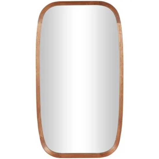 40" Brown Simplistic Wooden Wall Mirror with Rounded Edges {1}