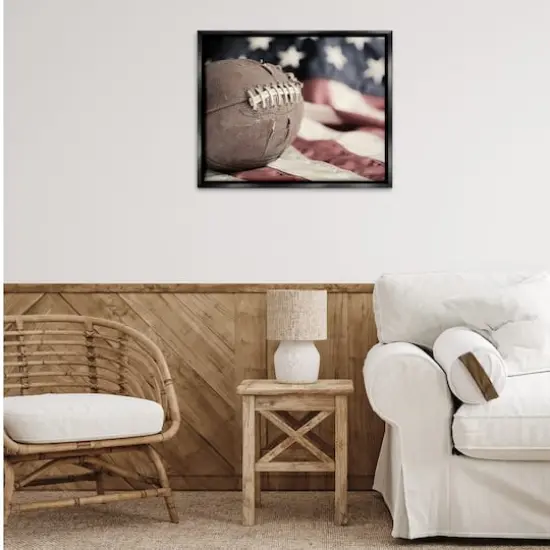 Stupell Industries Football & American Flag Floater Framed Art Black {3}