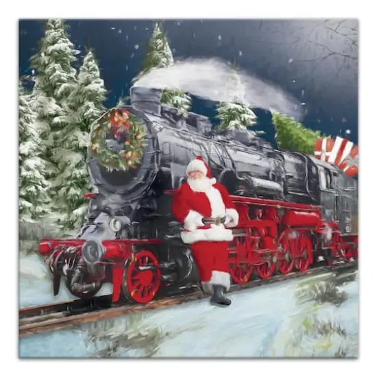 Train Santa 24" x 24" Canvas Wall Art {1}