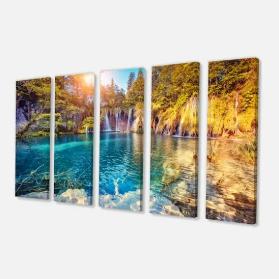 Designart - Turquoise Water and Sunny Beams - Landscape Photography Canvas Print {4}