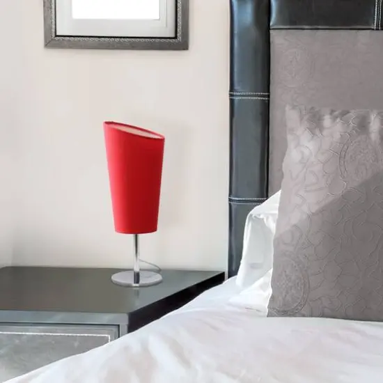 Simple Designs&trade; 12.5" Mini Chrome Table Lamp with Angled Fabric Shade Red {7}
