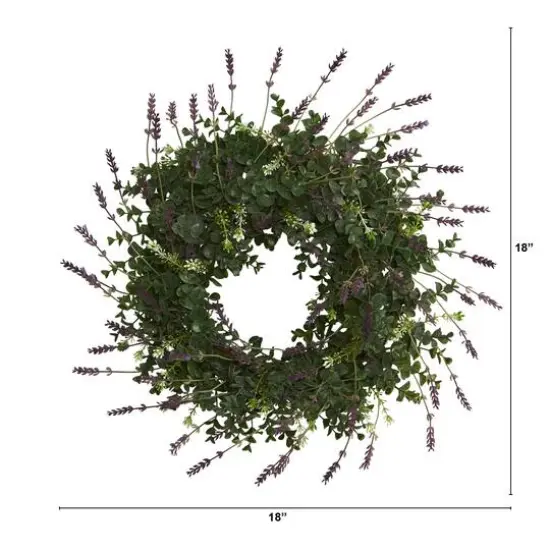 18" Eucalyptus & Lavender Double Ring Wreath with Twig Base {3}