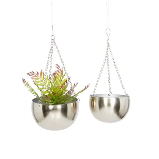 Silver Metal Glam Planter Set, 5" & 6" {1}