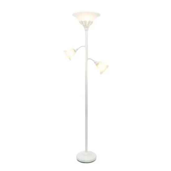 Lalia Home Torchiere Floor Lamp with 2 Reading Lights White/White Shades {5}