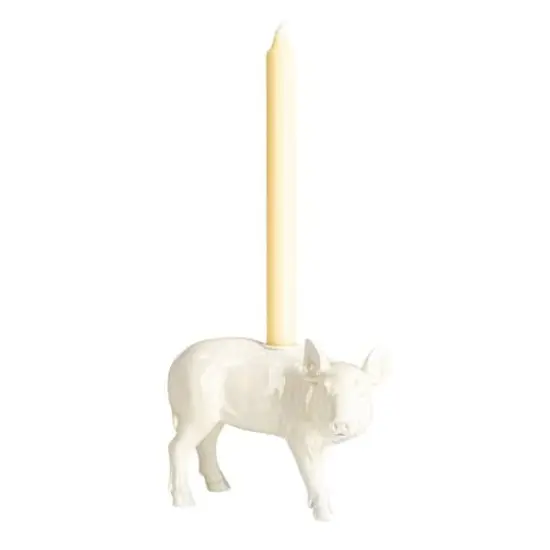 Hello Honey&reg; 7.25" Wide Country Charm Pig Taper Candle Holder {6}