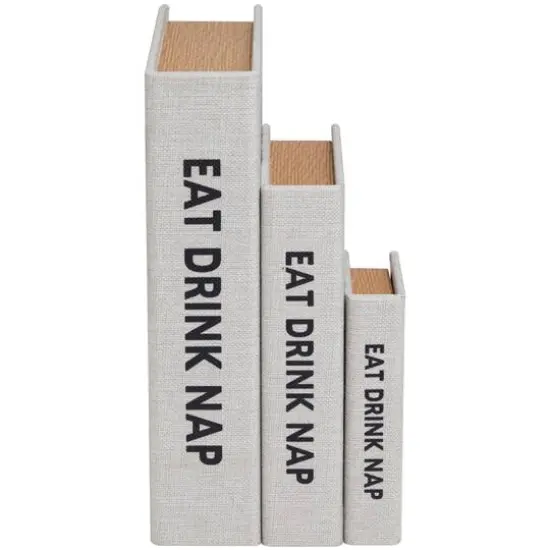 Light Gray Eat Drink Nap Linen Storage Book Box Set {6}