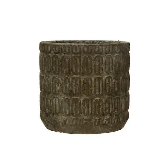 Hello Honey&reg; 7" Distressed Black Debossed Cement Planter {1}