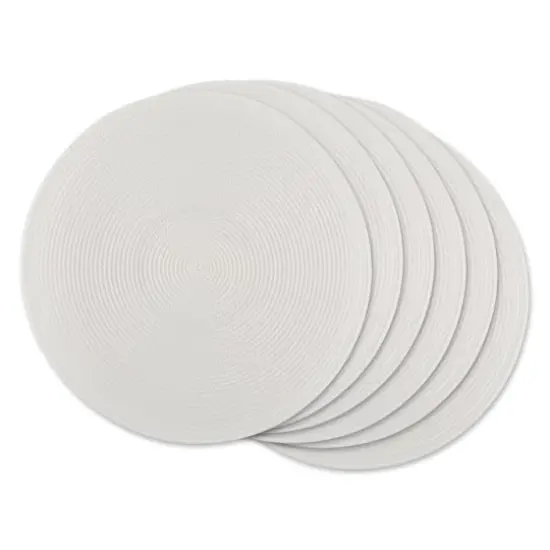 DII&reg; Round Plastic Woven Placemats, 6ct. White {1}