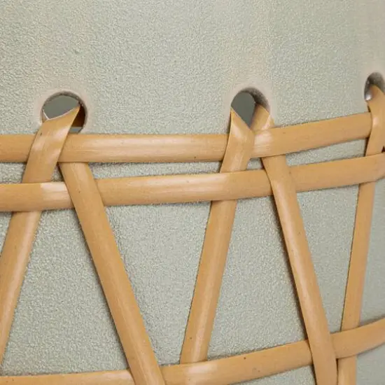 Hello Honey&reg; 9" Green Stoneware Planter with Woven Design {6}