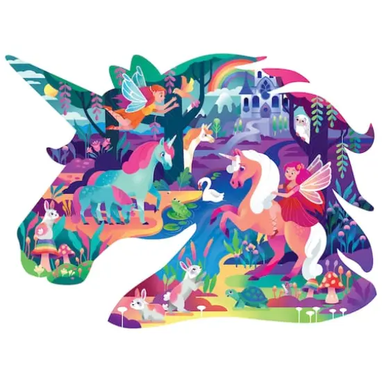Hinkler Jr. Jigsaw Magical Unicorn Forest Shiny Shaped 100 Piece Puzzle & Coloring Book {3}