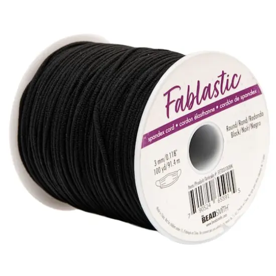 Beadsmith&reg; Fablastic&trade; 3mm Black Round Spandex Cord {1}