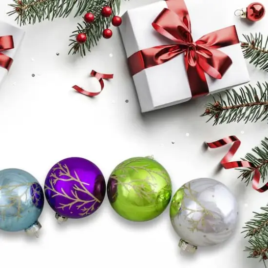 4ct. 4" Multicolor Shiny Glass Ball Ornaments {5}