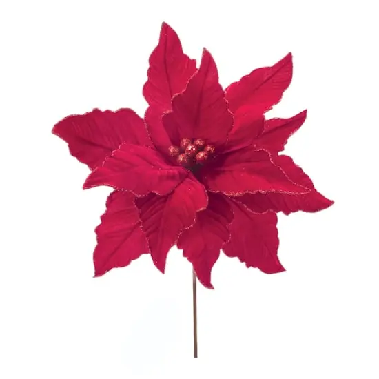 Glittered Red Poinsettia Flower Stems, 2ct. {3}