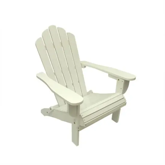 37.5" White Wood Folding Outdoor Patio Adirondack Chair {3}