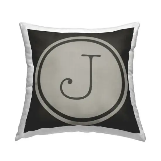 Stupell Industries Modern Initial Typewriter Key Circle Style Throw Pillow H {2}