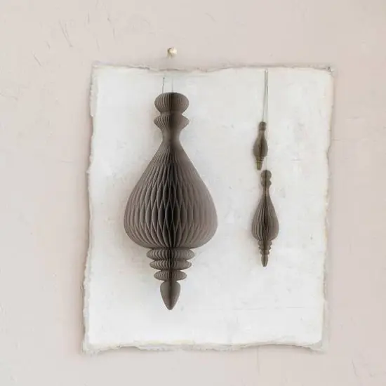 Hello Honey&reg; Gray Honeycomb Finial Paper Ornament Set {3}