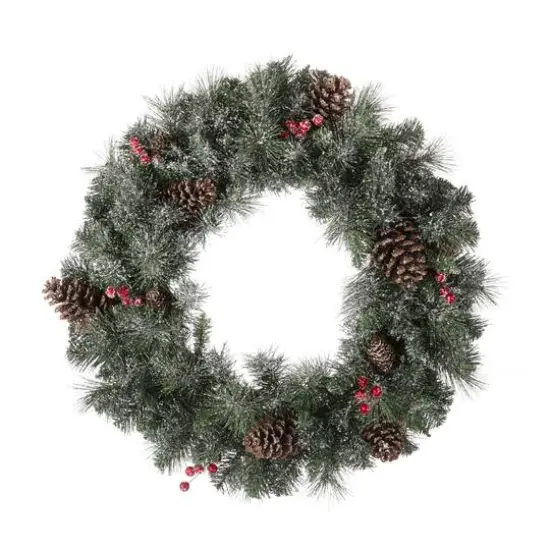 Glitzhome&reg; 24" LED Glittered Pinecone Christmas Wreath {4}