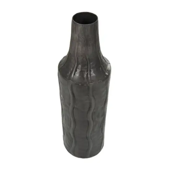 15" Black Metal Snakeskin Inspired Vase with Dimensional Wavy Accents {3}
