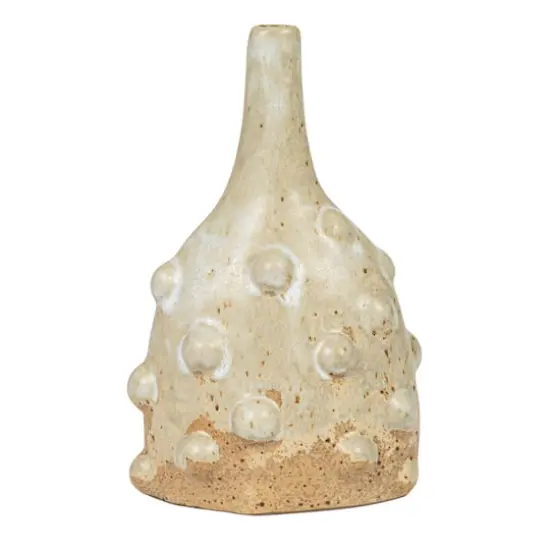 Hello Honey&reg; 8" White Stoneware Vase with Raised Dots & Reactive Glaze {11}