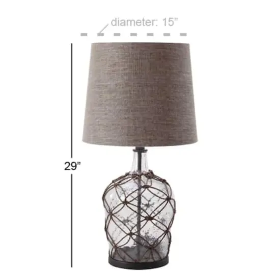 29" Brown Glass & Iron Coastal Table Lamp {9}