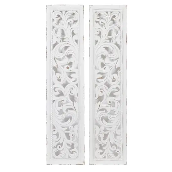 50" White Wood Traditional Abstract Wall Decor, 2ct. {1}