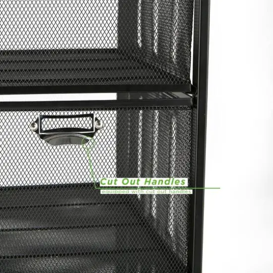 Mind Reader Black 3 Drawer Rolling File Cabinet {7}