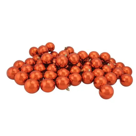 60ct. 2.5" Burnt Orange Shatterproof Shiny Christmas Ball Ornaments {1}