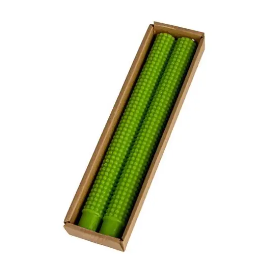 Hello Honey&reg; 10" Green Unscented Hobnail Taper Candles, 2ct. {1}