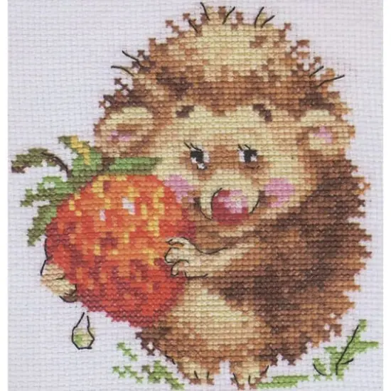 Alisa Hedgehog With Strawberries Cross Stitch Kit {1}