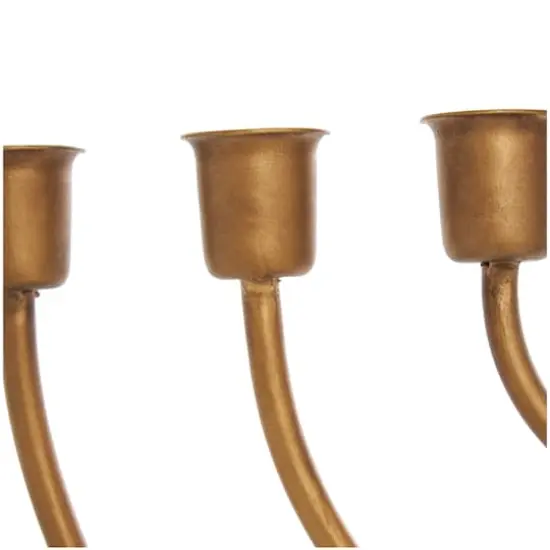 17" Bronze Metal Layered Arch Candelabra with Textured Base {11}