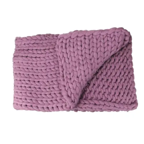 Purple Cable Knit Throw Blanket {1}